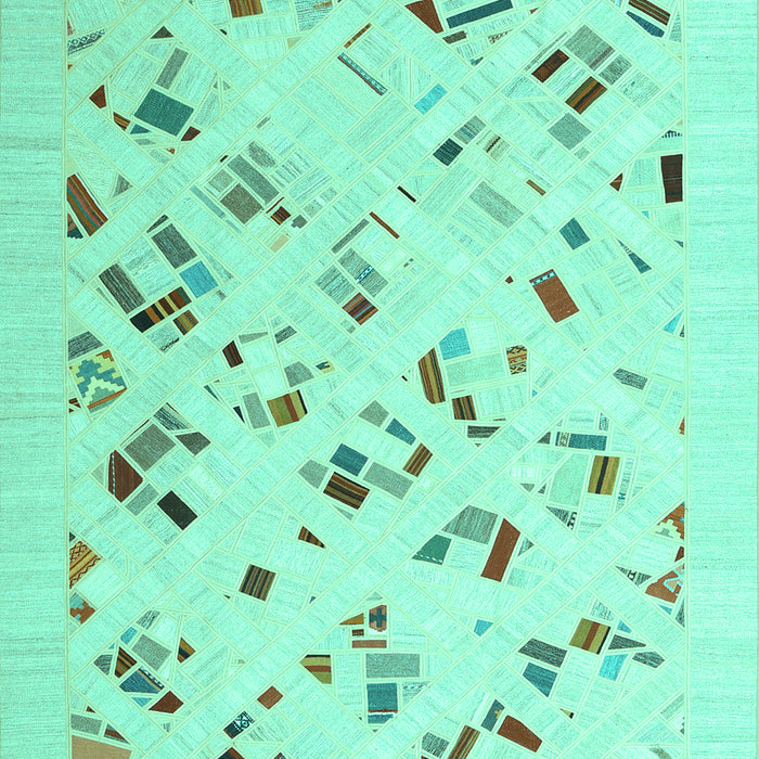 Machine Washable Solid Turquoise Modern Area Rugs, wshcon2633turq