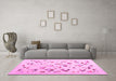 Machine Washable Solid Pink Modern Rug in a Living Room, wshcon2633pnk