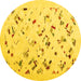 Round Machine Washable Solid Yellow Modern Rug, wshcon2633yw