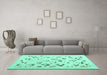 Machine Washable Solid Turquoise Modern Area Rugs in a Living Room,, wshcon2633turq
