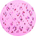 Round Machine Washable Solid Pink Modern Rug, wshcon2633pnk