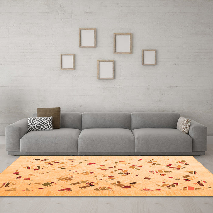 Machine Washable Solid Orange Modern Area Rugs in a Living Room, wshcon2633org