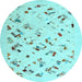 Round Machine Washable Solid Light Blue Modern Rug, wshcon2633lblu