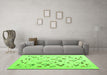 Machine Washable Solid Green Modern Area Rugs in a Living Room,, wshcon2633grn