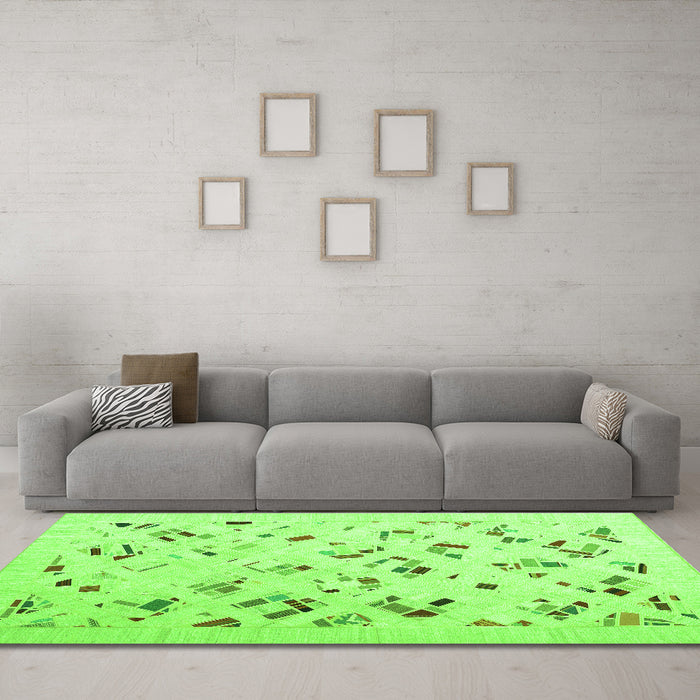Machine Washable Solid Green Modern Area Rugs in a Living Room,, wshcon2633grn