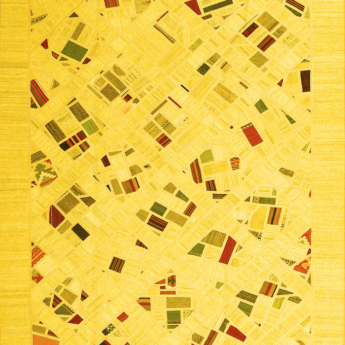 Machine Washable Solid Yellow Modern Rug, wshcon2633yw