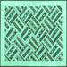 Square Machine Washable Solid Turquoise Modern Area Rugs, wshcon2634turq