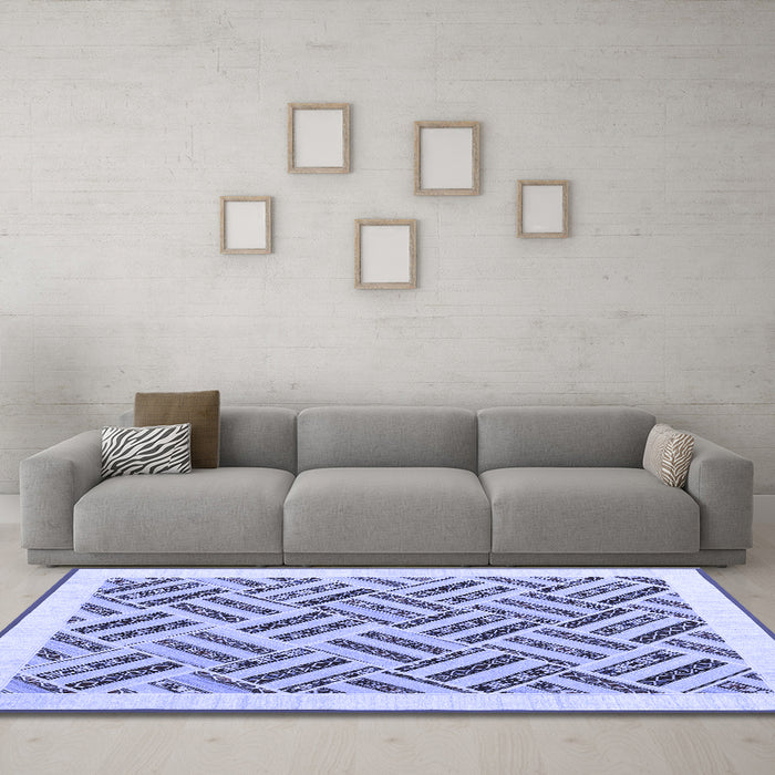 Machine Washable Solid Blue Modern Rug in a Living Room, wshcon2634blu