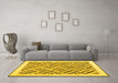 Machine Washable Solid Yellow Modern Rug in a Living Room, wshcon2634yw