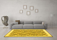 Machine Washable Solid Yellow Modern Rug, wshcon2634yw