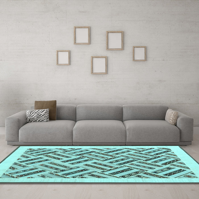 Machine Washable Solid Light Blue Modern Rug in a Living Room, wshcon2634lblu