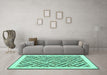 Machine Washable Solid Turquoise Modern Area Rugs in a Living Room,, wshcon2634turq