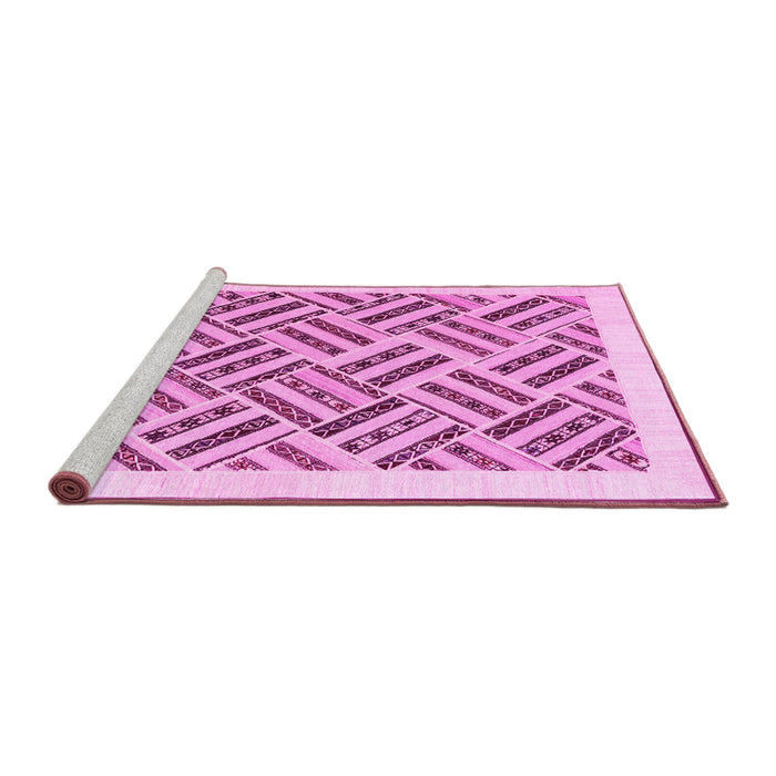 Sideview of Machine Washable Solid Pink Modern Rug, wshcon2634pnk