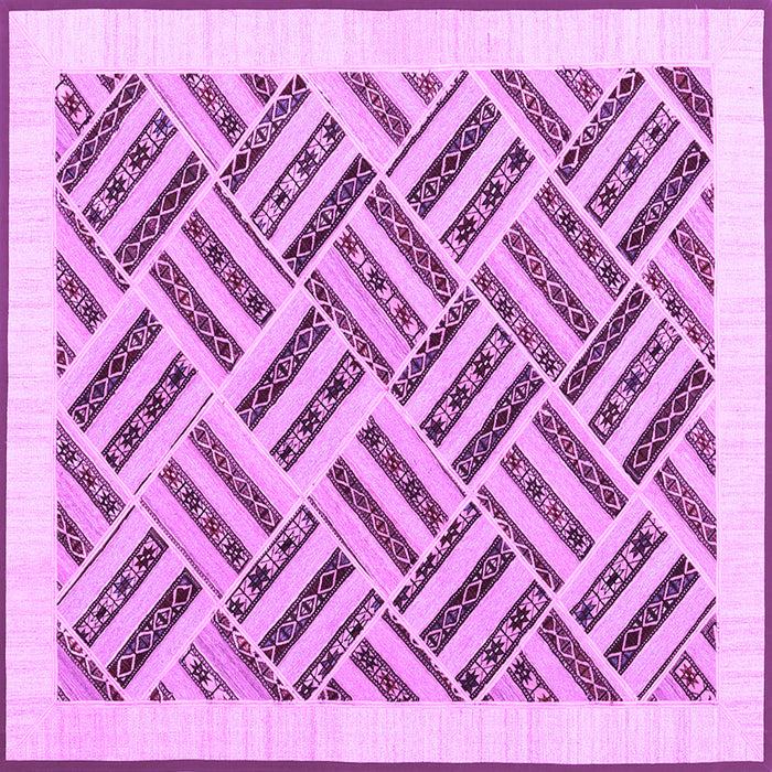 Square Machine Washable Solid Purple Modern Area Rugs, wshcon2634pur