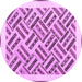 Round Machine Washable Solid Purple Modern Area Rugs, wshcon2634pur