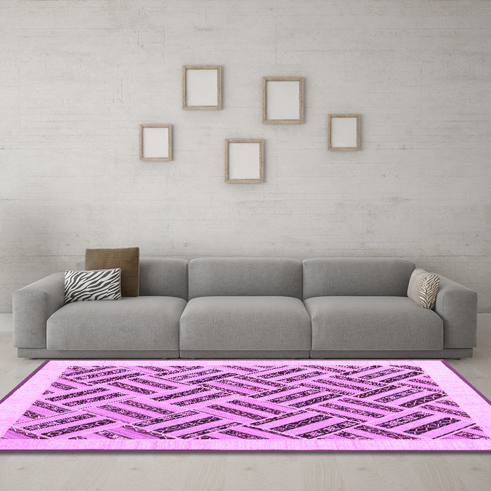 Machine Washable Solid Purple Modern Area Rugs in a Living Room, wshcon2634pur
