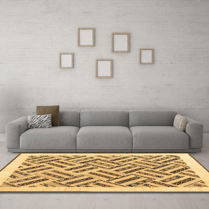 Machine Washable Solid Brown Modern Rug in a Living Room,, wshcon2634brn