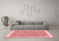 Machine Washable Solid Red Modern Rug, wshcon2634red