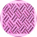Round Machine Washable Solid Pink Modern Rug, wshcon2634pnk