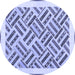 Round Machine Washable Solid Blue Modern Rug, wshcon2634blu