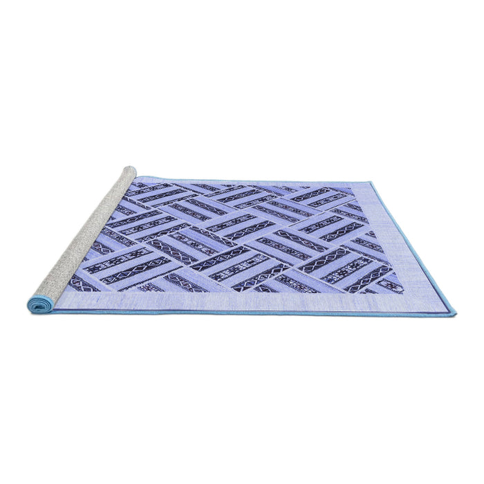 Sideview of Machine Washable Solid Blue Modern Rug, wshcon2634blu