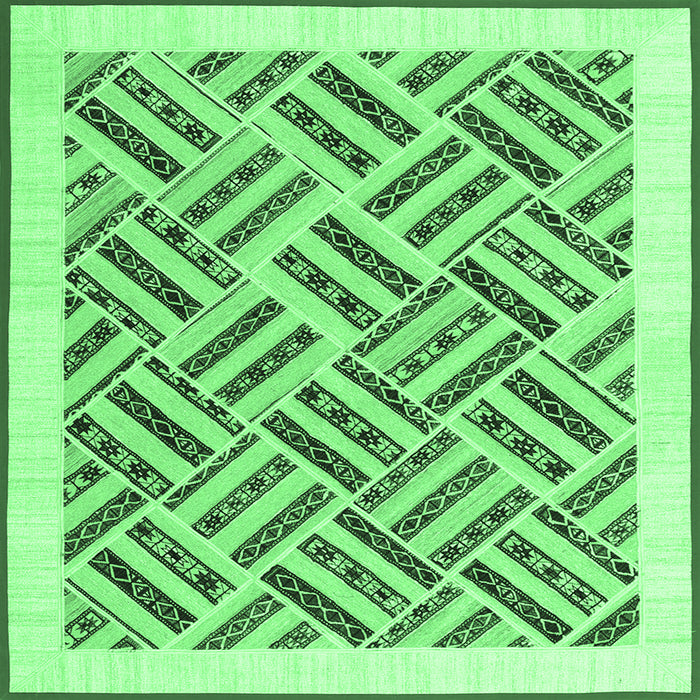 Square Machine Washable Solid Emerald Green Modern Area Rugs, wshcon2634emgrn