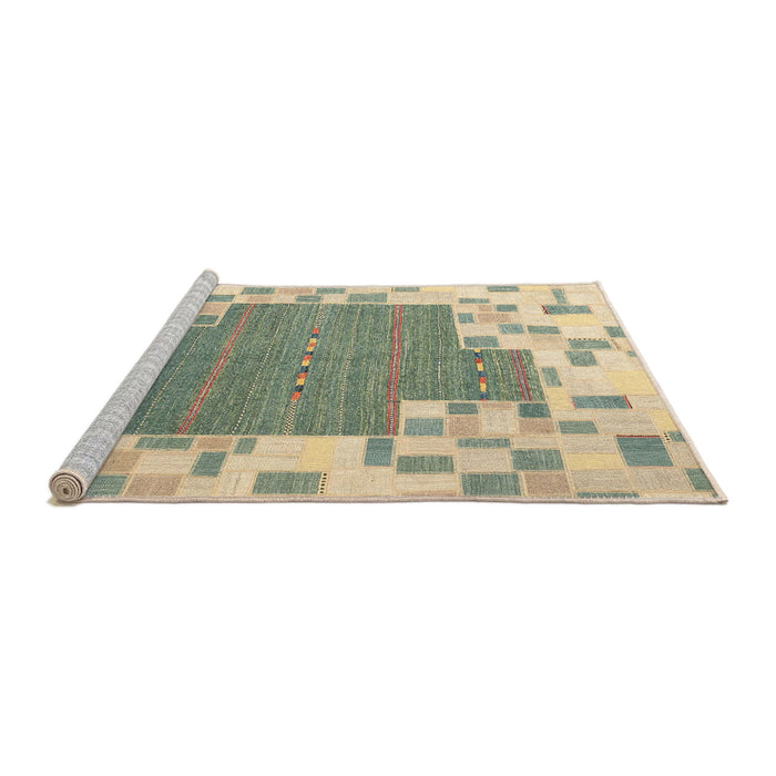 Serging Thickness of Machine Washable Contemporary Khaki Green Rug, wshcon2635