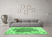 Machine Washable Abstract Emerald Green Contemporary Area Rugs in a Living Room,, wshcon2635emgrn