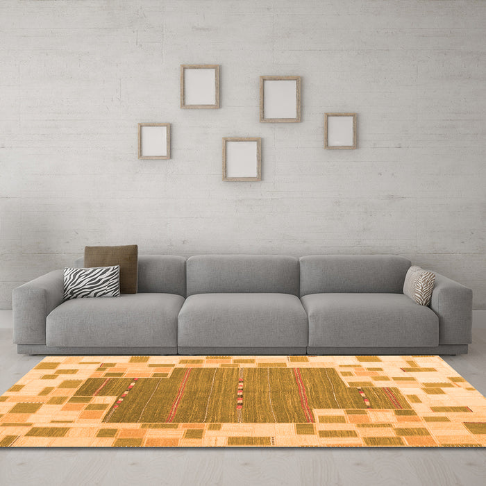 Machine Washable Abstract Orange Contemporary Area Rugs in a Living Room, wshcon2635org