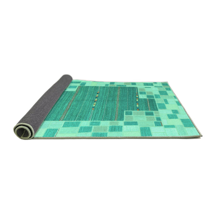 Sideview of Abstract Turquoise Contemporary Rug, con2635turq