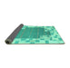 Sideview of Abstract Turquoise Contemporary Rug, con2635turq