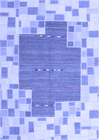 Abstract Blue Contemporary Rug, con2635blu