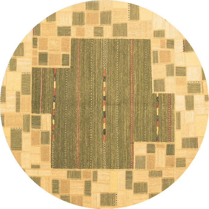 Round Abstract Brown Contemporary Rug, con2635brn