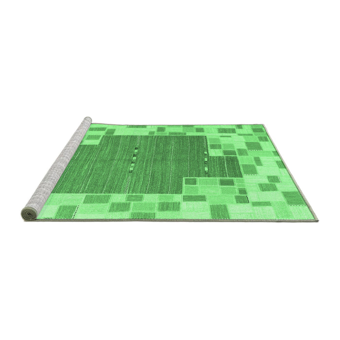 Sideview of Machine Washable Abstract Emerald Green Contemporary Area Rugs, wshcon2635emgrn