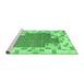 Sideview of Machine Washable Abstract Emerald Green Contemporary Area Rugs, wshcon2635emgrn