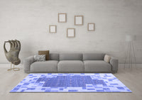 Machine Washable Abstract Blue Contemporary Rug, wshcon2635blu