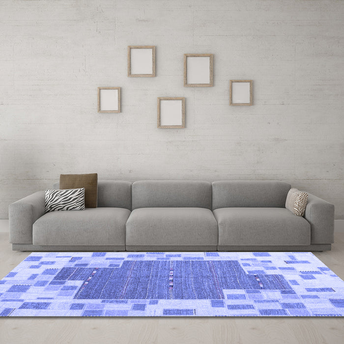 Machine Washable Abstract Blue Contemporary Rug in a Living Room, wshcon2635blu