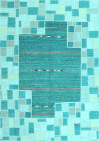 Abstract Light Blue Contemporary Rug, con2635lblu