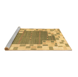 Sideview of Machine Washable Abstract Brown Contemporary Rug, wshcon2635brn