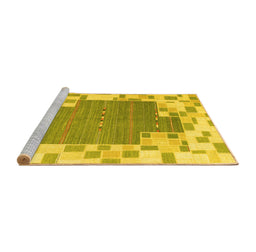 Sideview of Machine Washable Abstract Yellow Contemporary Rug, wshcon2635yw