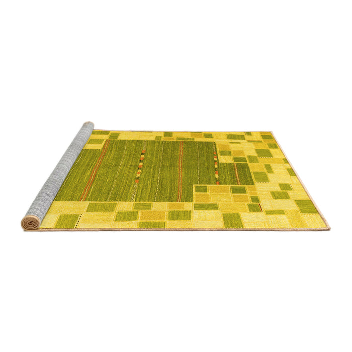 Sideview of Machine Washable Abstract Yellow Contemporary Rug, wshcon2635yw