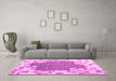 Machine Washable Abstract Pink Contemporary Rug in a Living Room, wshcon2635pnk