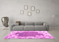 Machine Washable Abstract Pink Contemporary Rug, wshcon2635pnk