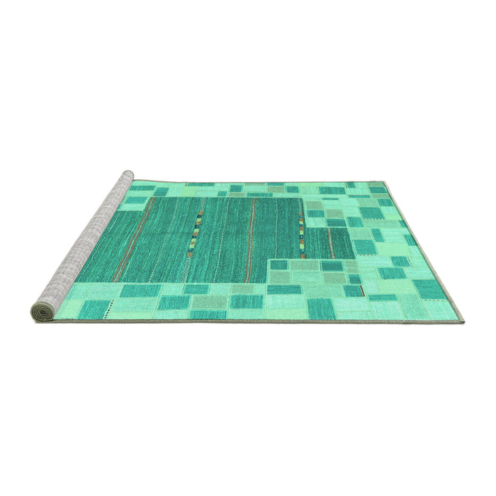 Sideview of Machine Washable Abstract Turquoise Contemporary Area Rugs, wshcon2635turq