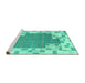 Sideview of Machine Washable Abstract Turquoise Contemporary Area Rugs, wshcon2635turq