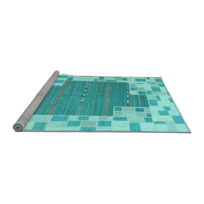 Sideview of Machine Washable Abstract Light Blue Contemporary Rug, wshcon2635lblu