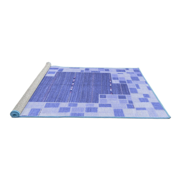 Sideview of Machine Washable Abstract Blue Contemporary Rug, wshcon2635blu