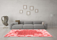 Machine Washable Abstract Red Contemporary Rug, wshcon2635red