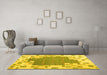 Machine Washable Abstract Yellow Contemporary Rug in a Living Room, wshcon2635yw