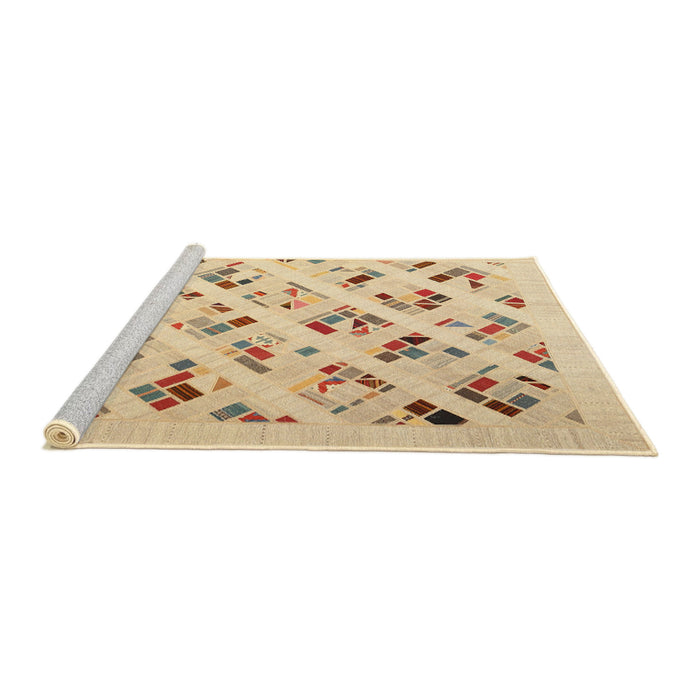 Serging Thickness of Machine Washable Contemporary Sand Brown Rug, wshcon2636